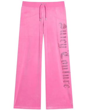 Juicy Couture Pantalon De Jogging En Velours À Logo Orné De Strass - Pink