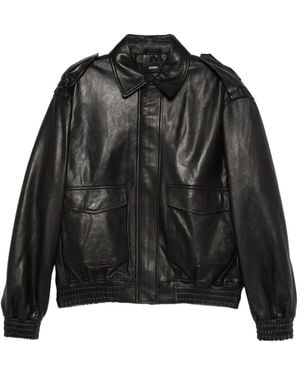Arma Flap-Pocket Leather Jacket - Black