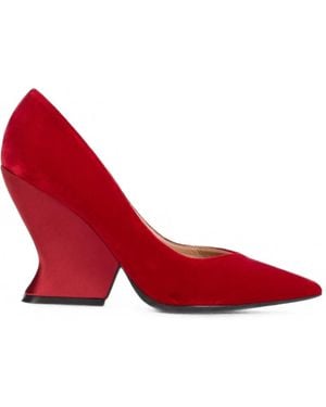 Alberta Ferretti Pointed-Toe Geometric-Heel Pumps - Red