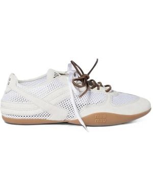 Miu Miu Gymnasium Mesh And Suede Trainers - White