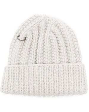 Werkstatt:münchen Ring-Detail Ribbed Beanie - White