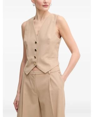 Guess Buttoned Sleeveless Waistcoat - Natural