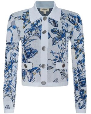 L'Agence Osiris Jacquard-Knit Cardigan - Blue