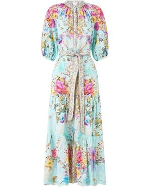CAMILLA Bazaar Blooms Midi Shirt Dress - Blue