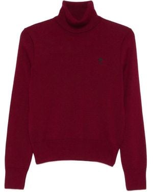 Ami Paris Jersey Con Cuello Alto - Rojo