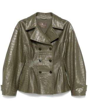 Ermanno Scervino Crocodile-Embossed Jacket - Green
