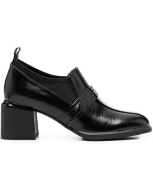 Linda Baumann Logo-Plaque Block-Heel Court Shoes - Black