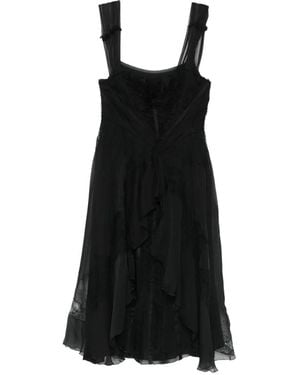 Alberta Ferretti Ruffled Lace Mini Dress - Black