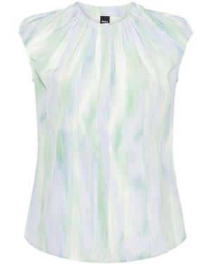 BOSS Abstract-Stripes Sleeveless Shirt - Blue