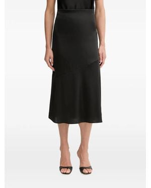 Guess Satin-Finish Asymmetric-Seam Midi Skirt - Black