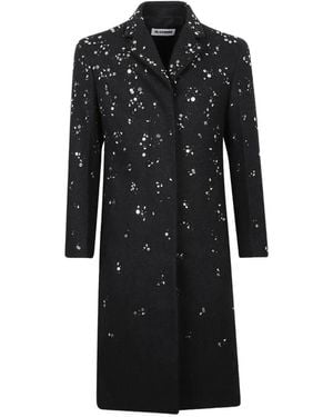 Jil Sander Crystal-Embellished Wool Coat - Black