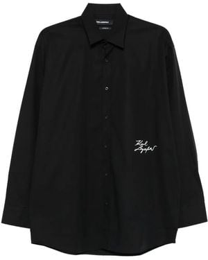KARL LAGERFELD Chemise Signature En Coton - Black