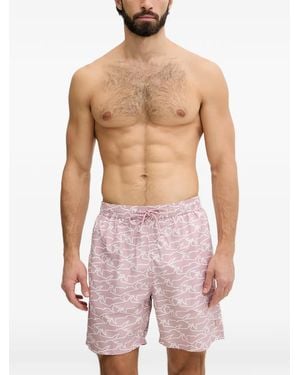 Paul & Shark Shark-Print Drawstring Swim Shorts - Purple