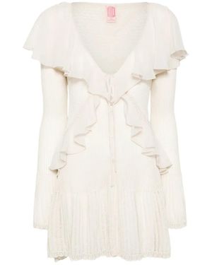 FETICO Ruffled Ribbed Cardigan - White
