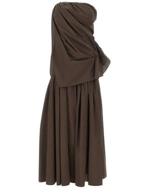 THE GARMENT Schulterfreies Bazaar Drape Midikleid - Braun