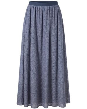 Kristina Ti Broderie Anglaise Flared Midi Skirt - Blue