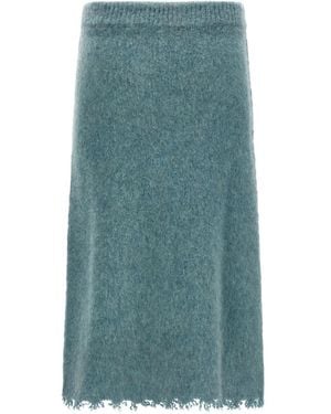 Jil Sander Elastic-Waistband Knitted Midi Skirt - Blue