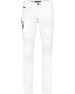 Philipp Plein Coated Denim Rock Star Trousers - White