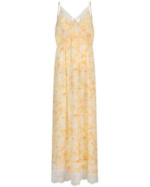 Magda Butrym Lace-Trim Floral-Print Maxi Dress - Metallic