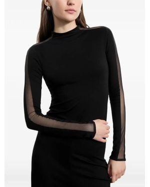 MARCELLA Suma Mesh-Panelled Mock-Neck Top - Black