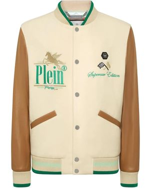 Philipp Plein Racing Club College Bomber Jacket - Natural