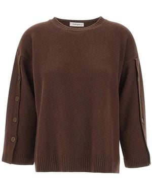 Kangra Button-Detail Crew-Neck Sweater - Brown