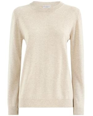 Brunello Cucinelli Pull En Cachemire Avec Monili - Blanc