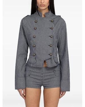 GIMAGUAS London Striped Double-Breasted Jacket - Gray