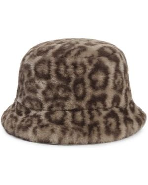 Apparis Amara Leopard-Print Faux-Fur Bucket Hat - Brown