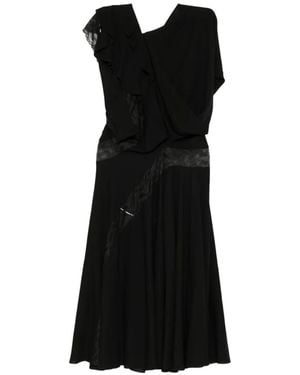 Junya Watanabe Ruffled Lace-Panelled Dress - Black