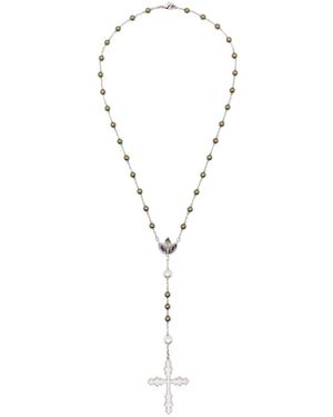 DARKAI Beaded Embellished-Cross Necklace - White