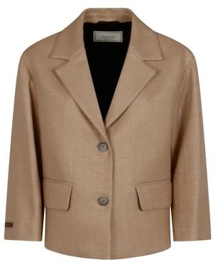 Peserico Button-Up Cropped Jacket - Brown
