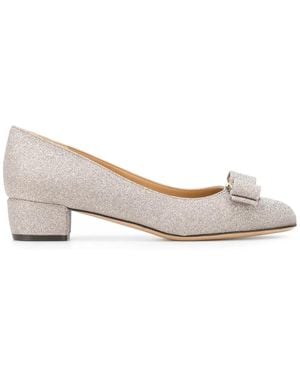 Ferragamo Ballerines Vara Pailletées À Petit Talon - Rose