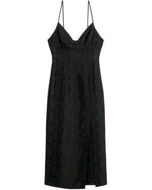 Blumarine Robe Mi-Longue Fendue À Détails En Dentelle - Black