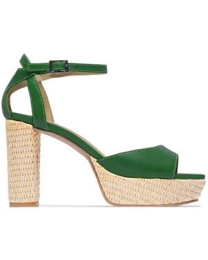 Bernardo Valeria Platform Block-Heel Sandals - Green