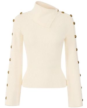 Elisabetta Franchi Knit Pullover With Jewel Buttons - White