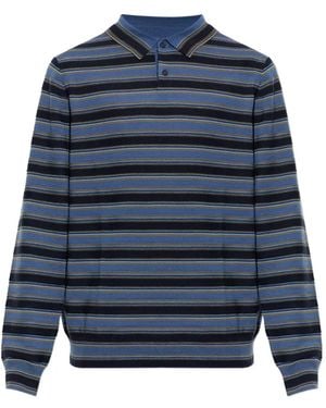 Paul Smith Striped Wool Polo Shirt - Blue
