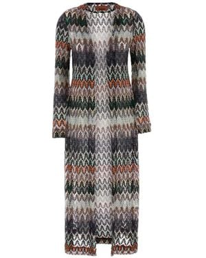 Missoni Zigzag-Knit Embroidered Cardigan - Grey