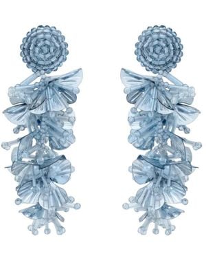 Oscar de la Renta Sequin-Embellished Floral Earrings - Blue