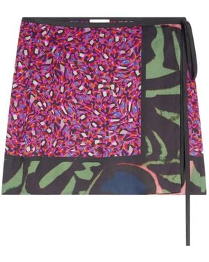 Dries Van Noten Falda Cruzada Estampada - Morado
