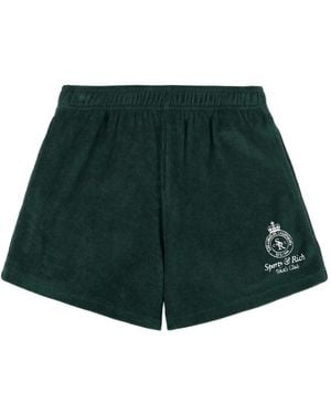 Sporty & Rich Logo-Embroidery Shorts - Green