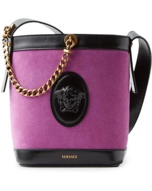 Versace Pivot Mini Suede Bucket Bag - Pink