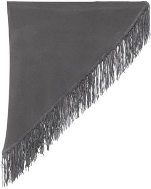 ELY ELY Fringe-Trim Triangular Scarf - Grey