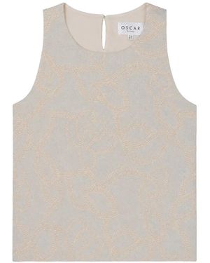 OSCAR THE COLLECTION Embroidered Sleeveless Top - White