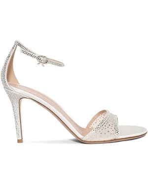 Gianvito Rossi 85Mm Crystal-Embellished Ankle-Strap Sandals - White