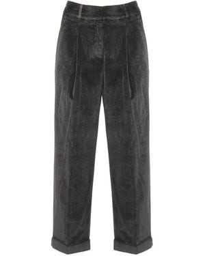 Peserico Pleated Corduroy Trousers - Black
