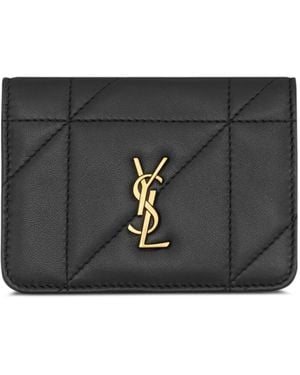 Saint Laurent Tarjetero Jamie De Cuero Acolchado - Negro