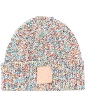 Loewe Bonnet Côtelé À Patch Logo - White