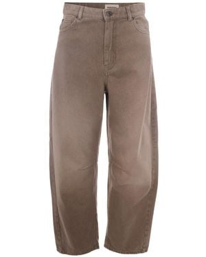 Weekend by Maxmara Logo-Patch Barrel-Leg Jeans - Brown