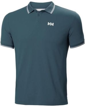 Helly Hansen Logo-Print Tipped Polo Shirt - Blue